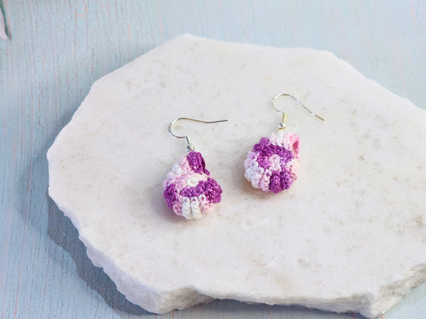 Ammonite Seashell Micro-crochet Earrings - Echoes of the Sea, Shaped by Time