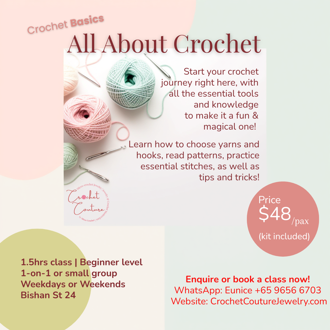 Class info on All About Crochet Basics. Start your crochet journey right here. 