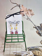 Handcrafted micro-crochet daisies earrings accented with freshwater pearls & vintage Czech glass beads. Styled with 18K gold-plated findings & hooks. 