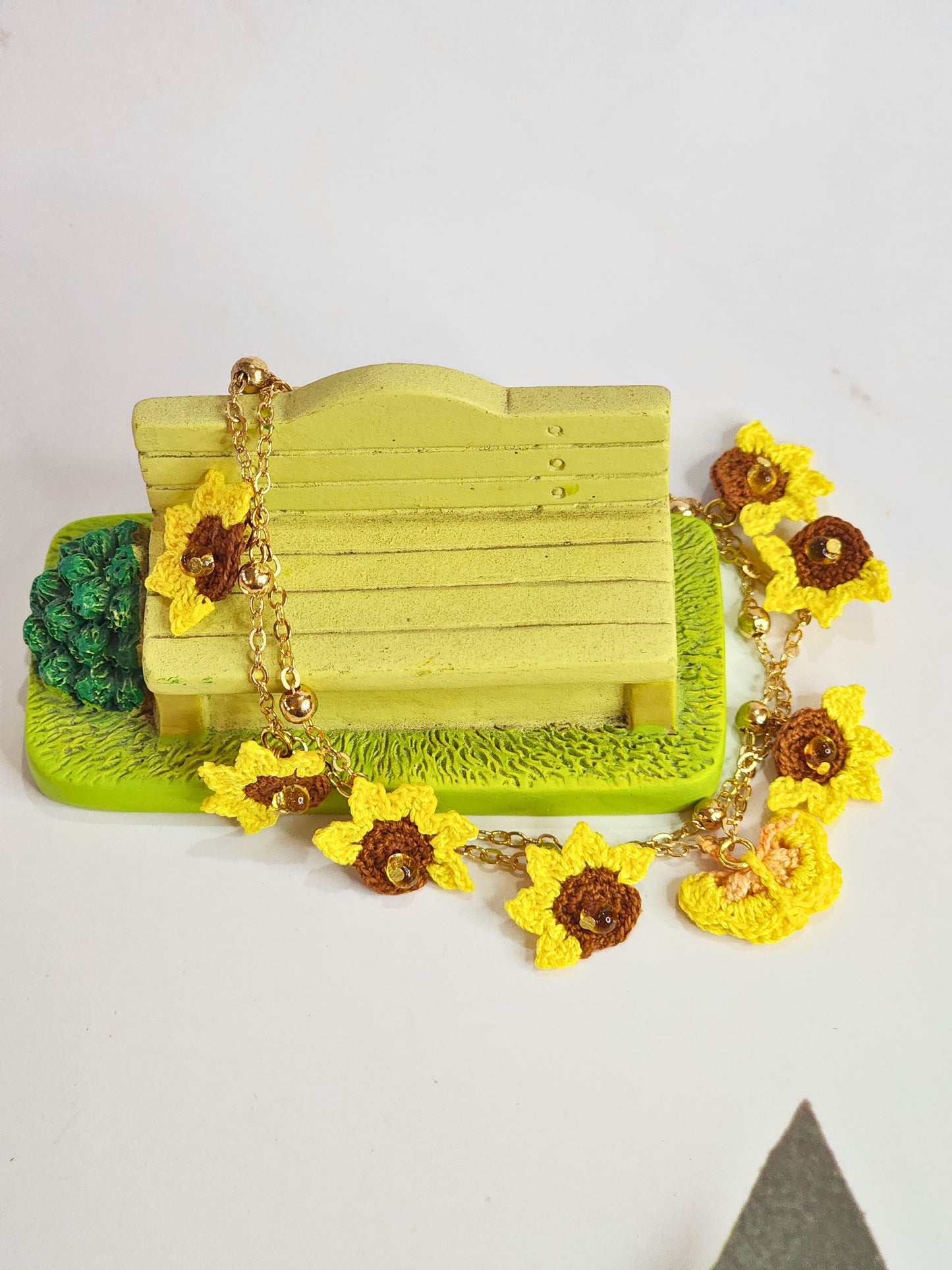 Micro-crochet Sunflowers & Butterfly Double Bracelet