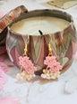 Handcrafted pink Sakura with cluster of pearls micro-crochet earrings 