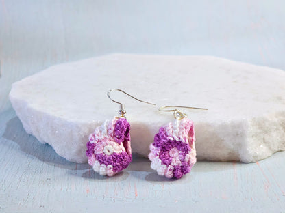 Ammonite Seashell Micro-crochet Earrings - Echoes of the Sea, Shaped by Time