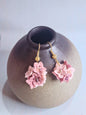 Handcrafted cluster of pink & mauve micro-crocheted star flower earrings. Lightweight and elegant design accented with Miyuki glass beads from Japan.