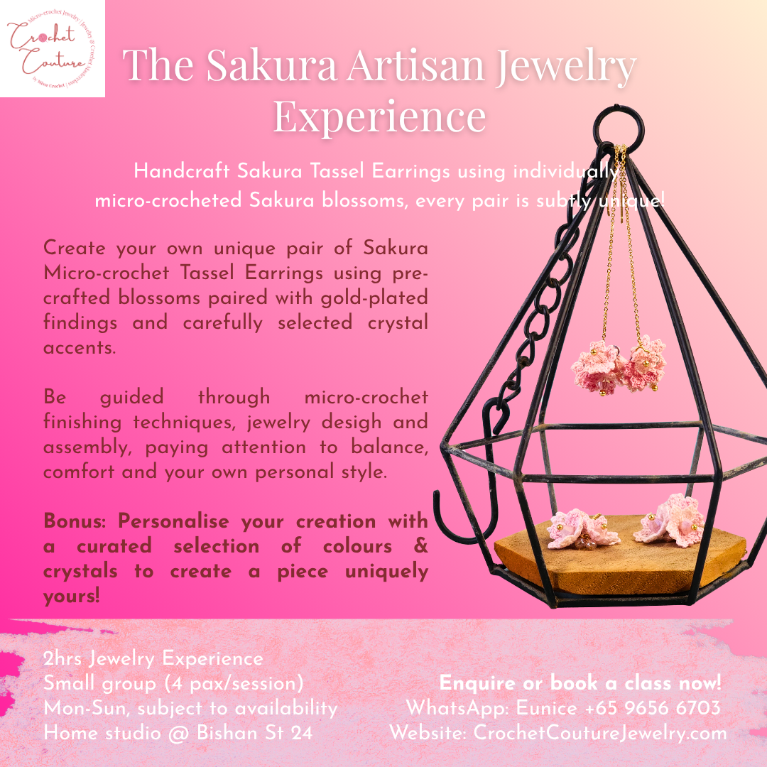 Information sheet on Crochet Couture's The Sakura Artisan Jewelry Experience