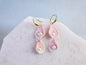 Handcrafted micro-crochet pink ombre scallop shell duo earrings with 5.5-6mm natural freshwater Akoya pearls on 18K gold-plated hooks