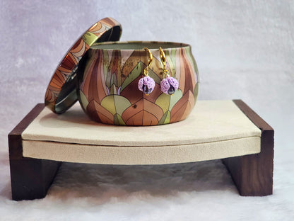 Snowdrop & Peacock Blue Pearl Micro-crochet Earrings - Midnight Beauty