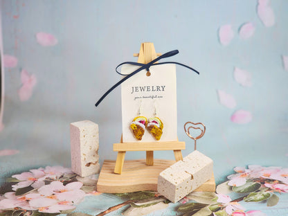 Unique watermelon crepe micro-crochet earrings handcrafted with ultra-fine lace yarn and sterling silver hooks