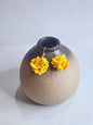 Handcrafted cluster of yellow & orange micro-crocheted star flower earrings. Lightweight and elegant design accented with Miyuki glass beads from Japan. 